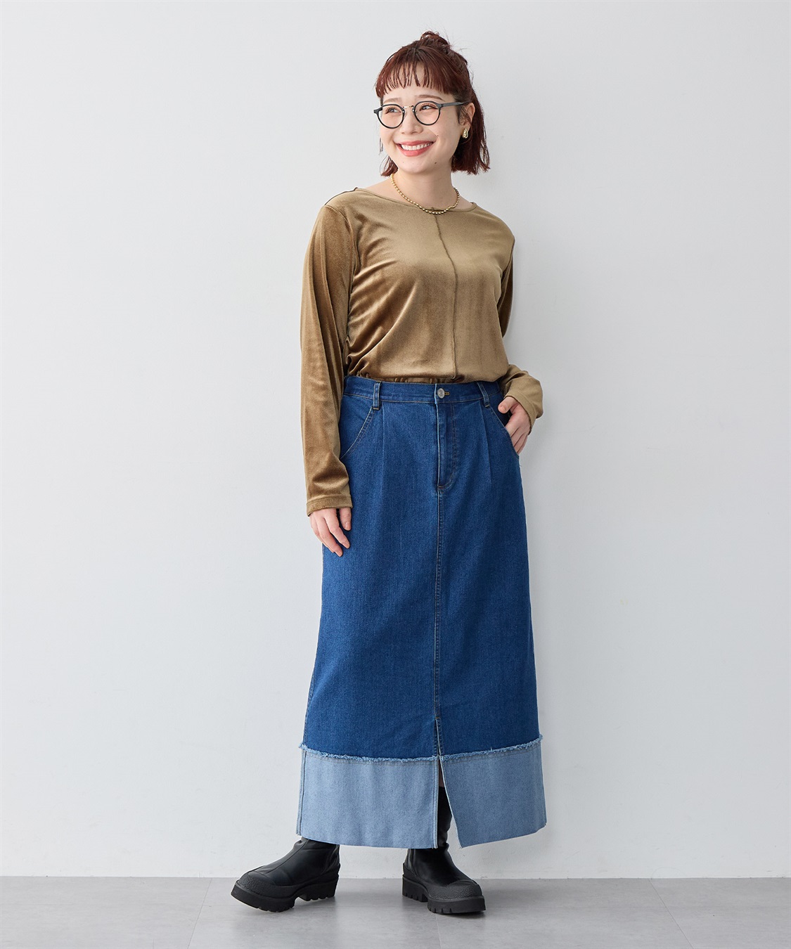 Life Style by cross marche 【anyfee/大きいサイズ】ベロアボートネックトップス_sub_14