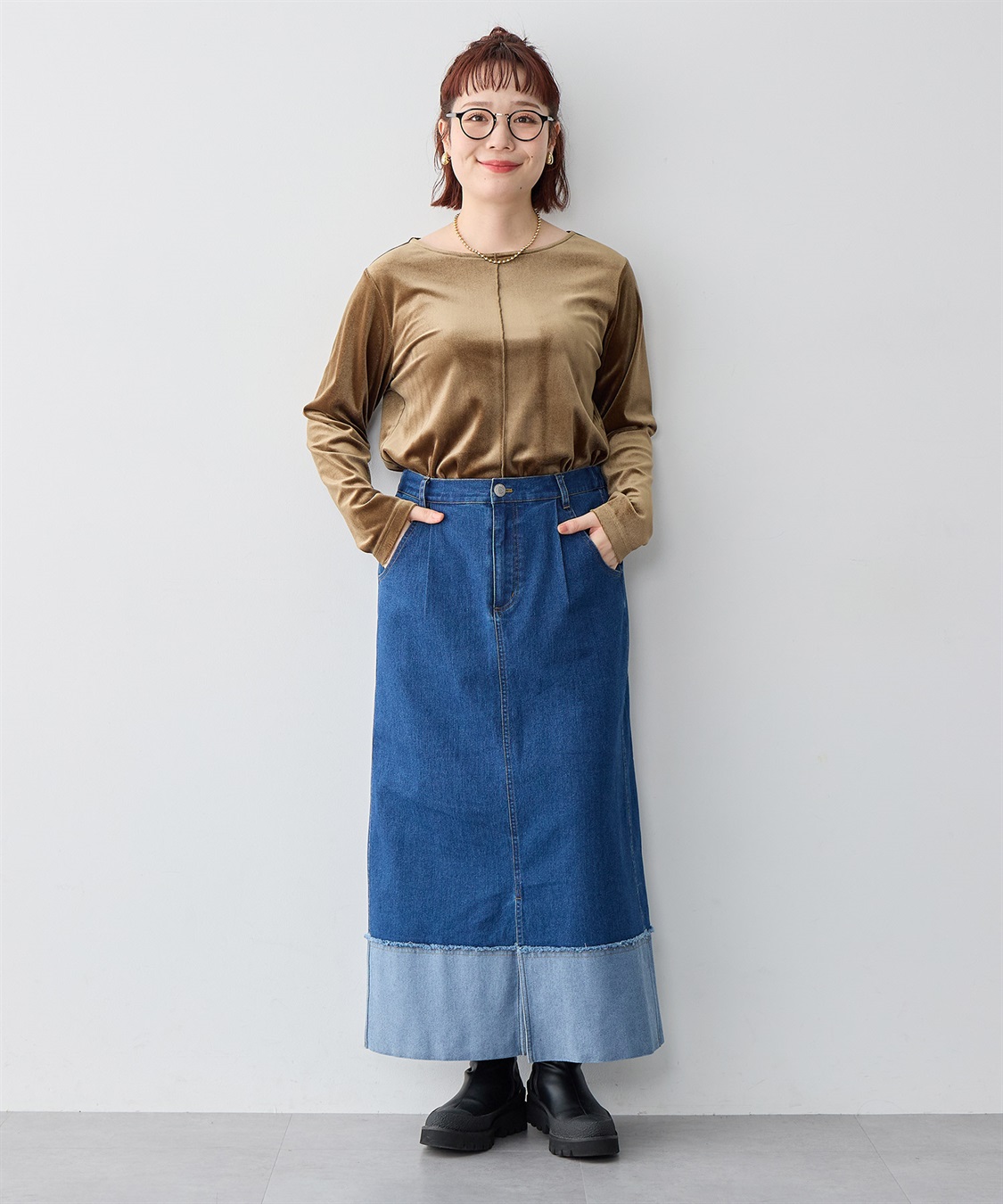 Life Style by cross marche 【anyfee/大きいサイズ】ベロアボートネックトップス_sub_15