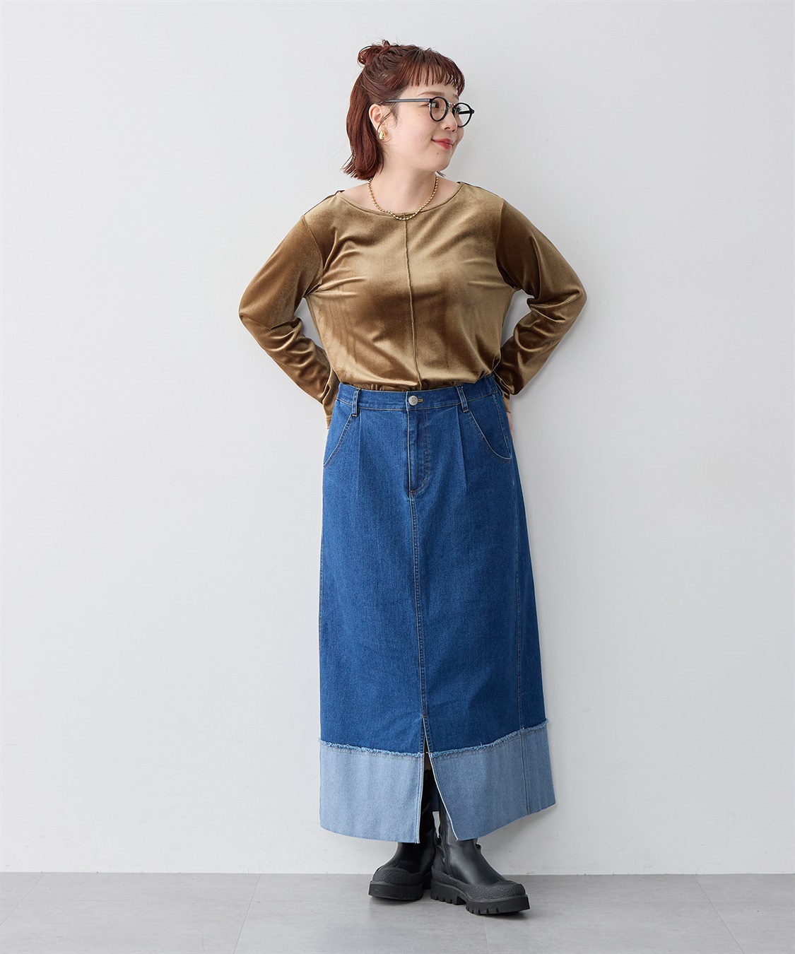 Life Style by cross marche 【anyfee/大きいサイズ】ベロアボートネックトップス_sub_16