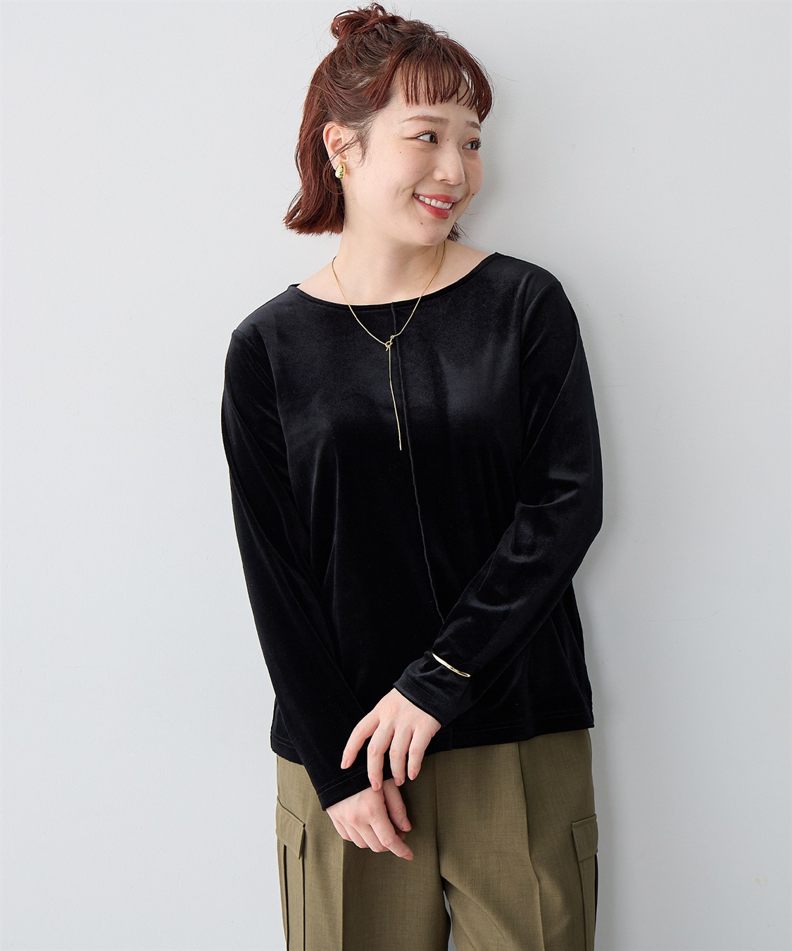 Life Style by cross marche 【anyfee/大きいサイズ】ベロアボートネックトップス_sub_17