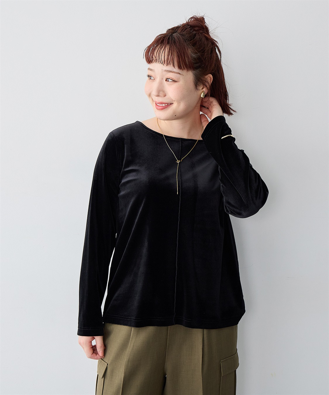 Life Style by cross marche 【anyfee/大きいサイズ】ベロアボートネックトップス_sub_18