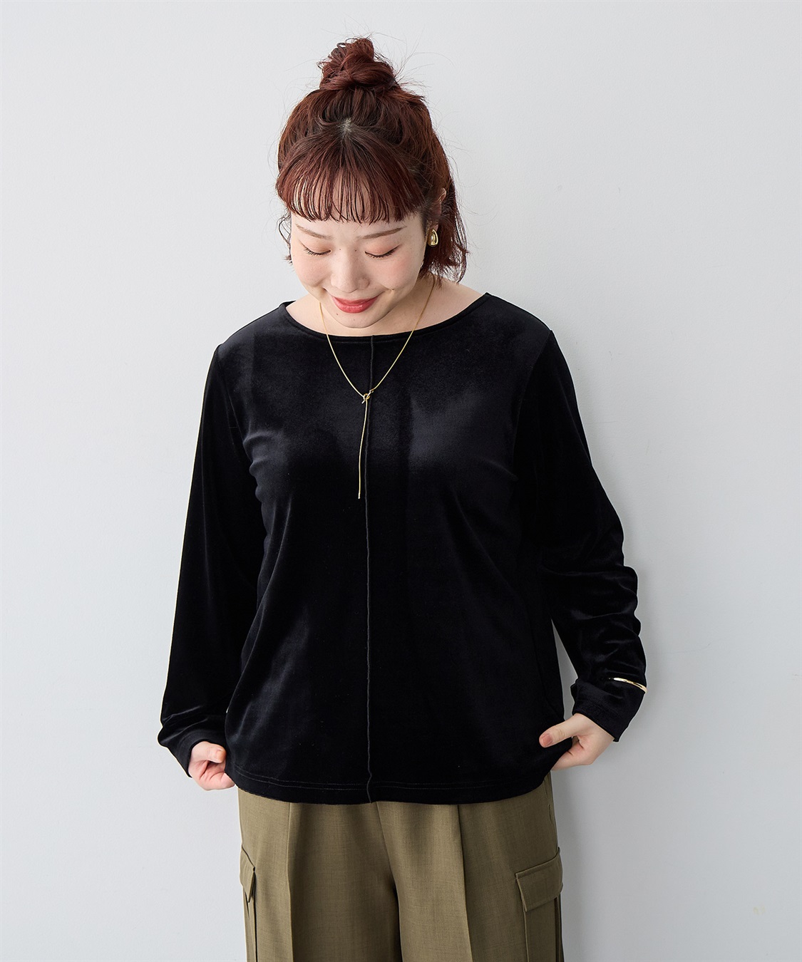 Life Style by cross marche 【anyfee/大きいサイズ】ベロアボートネックトップス_sub_19