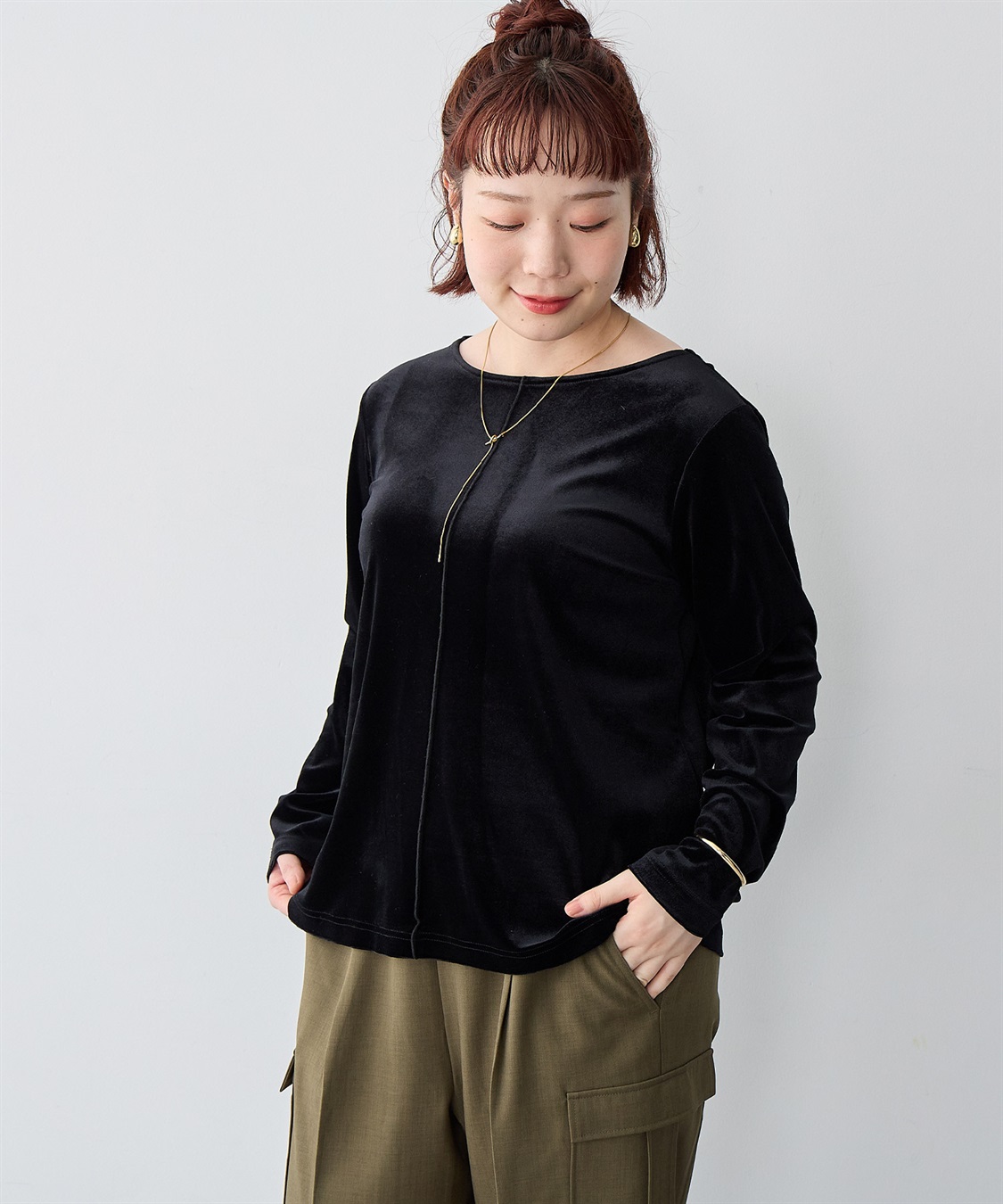 Life Style by cross marche 【anyfee/大きいサイズ】ベロアボートネックトップス_sub_20