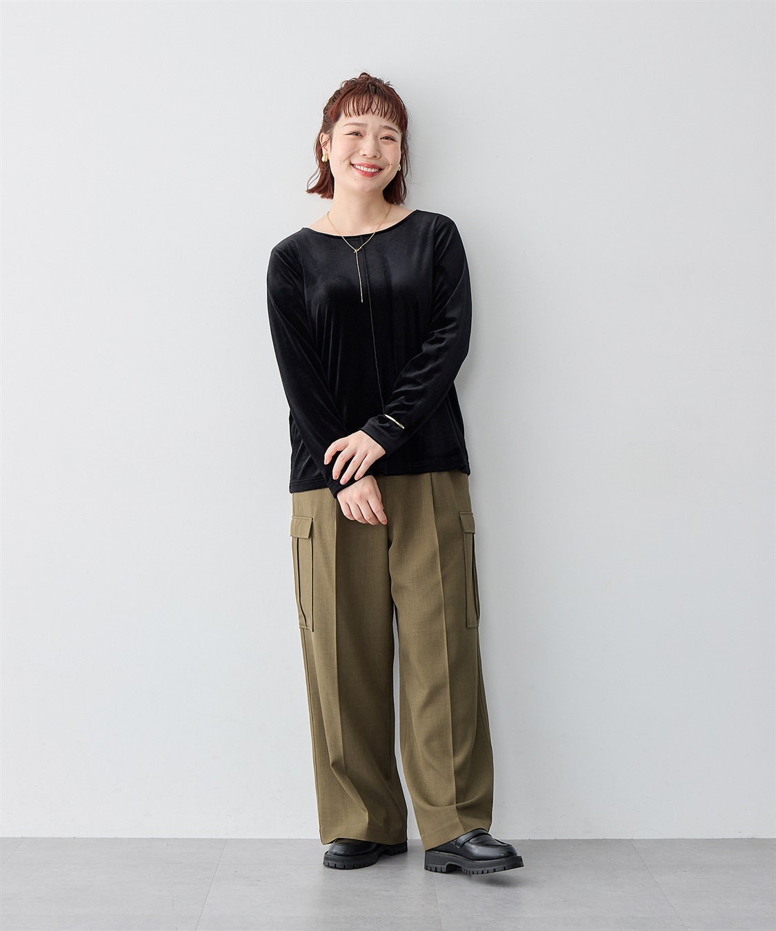 Life Style by cross marche 【anyfee/大きいサイズ】ベロアボートネックトップス_sub_21