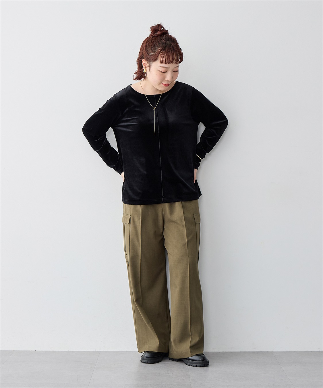 Life Style by cross marche 【anyfee/大きいサイズ】ベロアボートネックトップス_sub_22