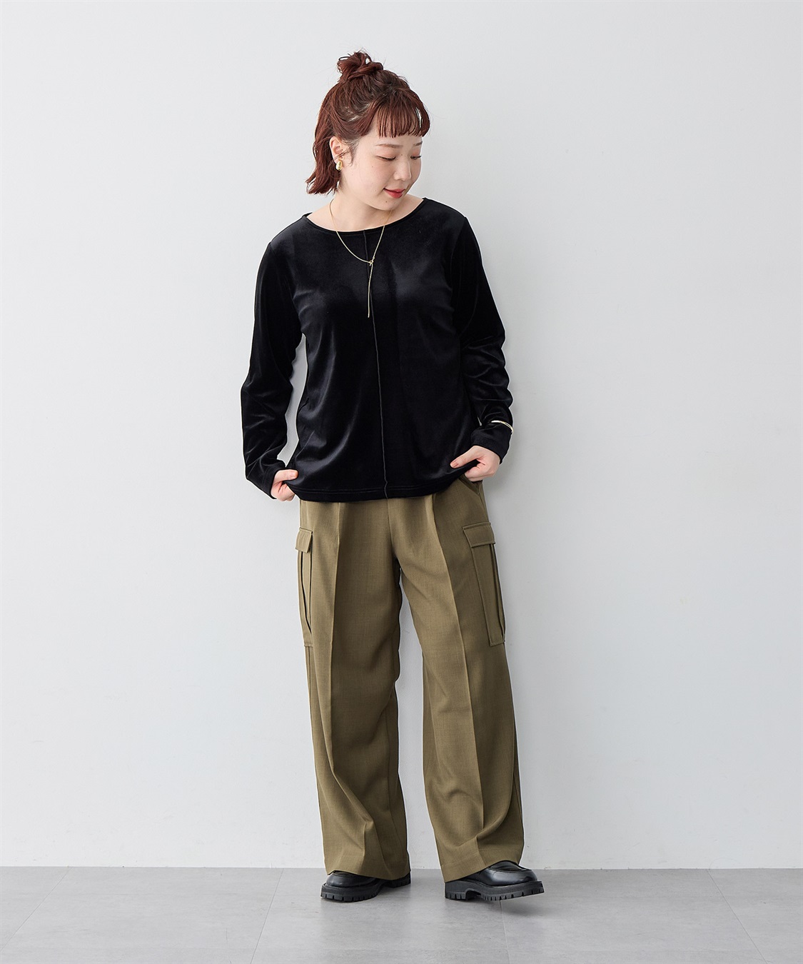 Life Style by cross marche 【anyfee/大きいサイズ】ベロアボートネックトップス_sub_23