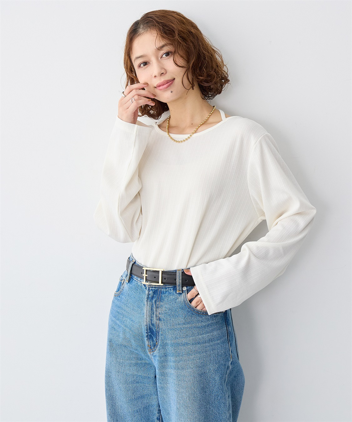 anyfee 【anyfee/大きいサイズ】ホルターネック長袖トップス_sub_3