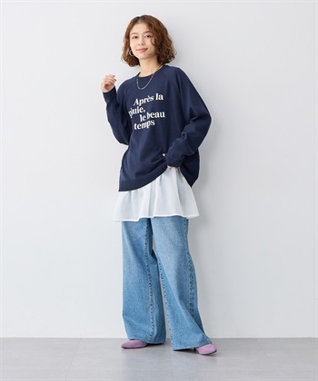 anyfee 【anyfee/大きいサイズ】シアードッキング長袖レイヤードTシャツ/チュニック《ニット別売り》_subthumb_3