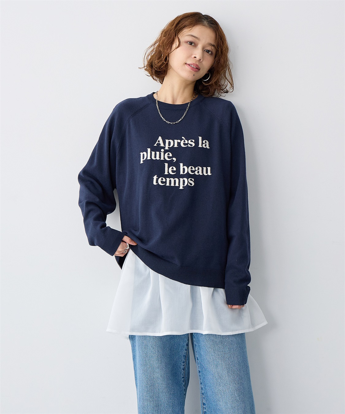 anyfee 【anyfee/大きいサイズ】シアードッキング長袖レイヤードTシャツ/チュニック《ニット別売り》_sub_4