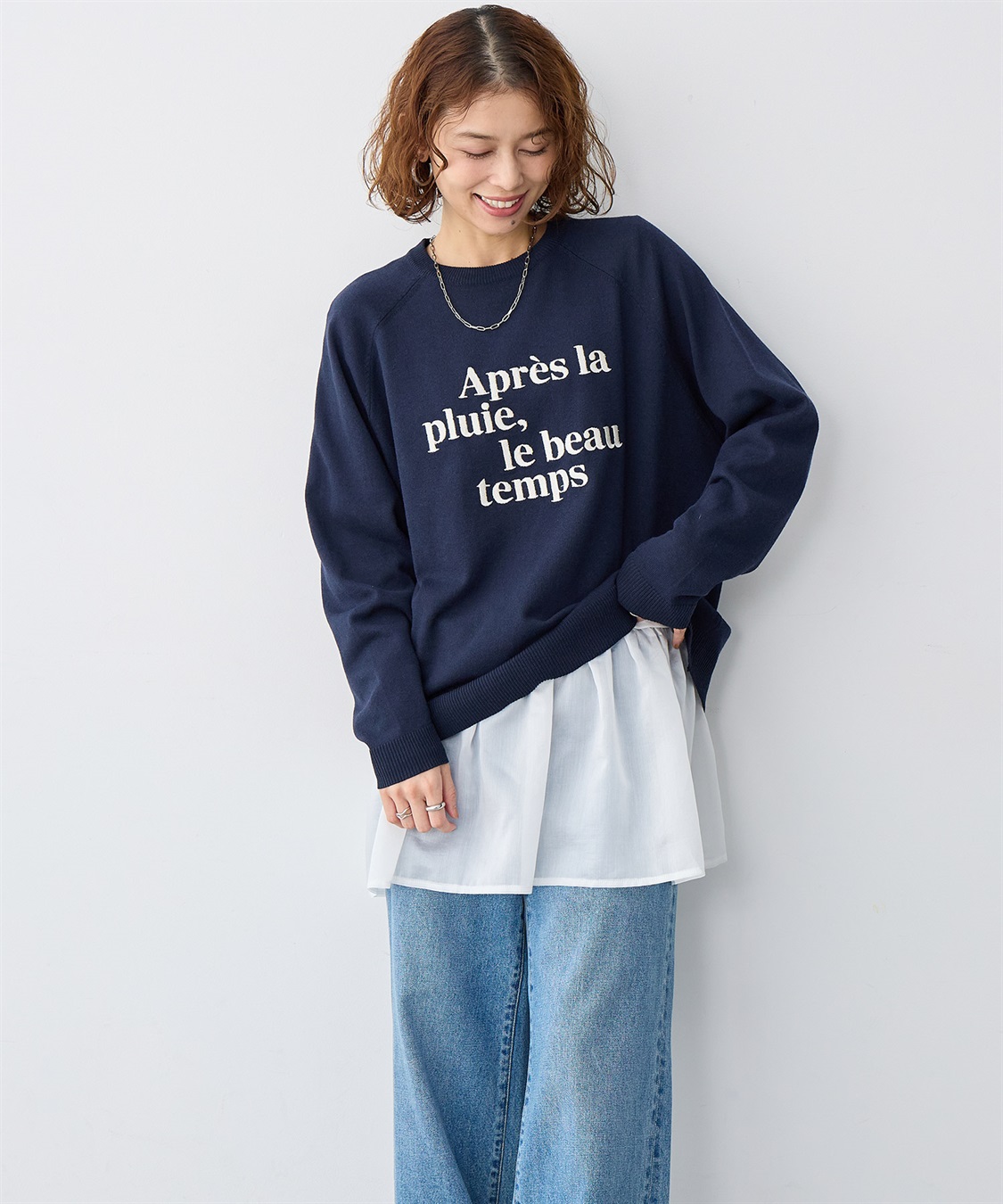 anyfee 【anyfee/大きいサイズ】シアードッキング長袖レイヤードTシャツ/チュニック《ニット別売り》_sub_6