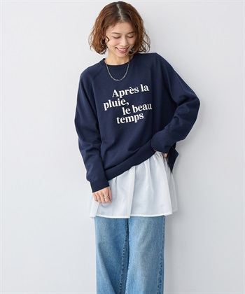 anyfee 【anyfee/大きいサイズ】シアードッキング長袖レイヤードTシャツ/チュニック《ニット別売り》_subthumb_6
