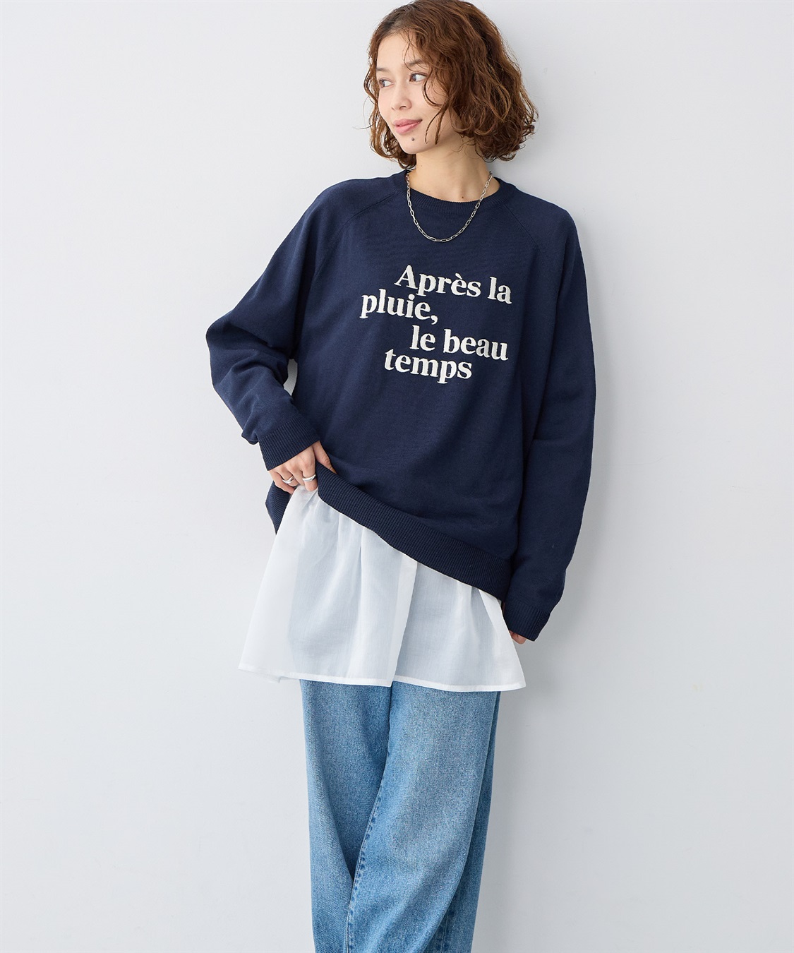 anyfee 【anyfee/大きいサイズ】シアードッキング長袖レイヤードTシャツ/チュニック《ニット別売り》_sub_7