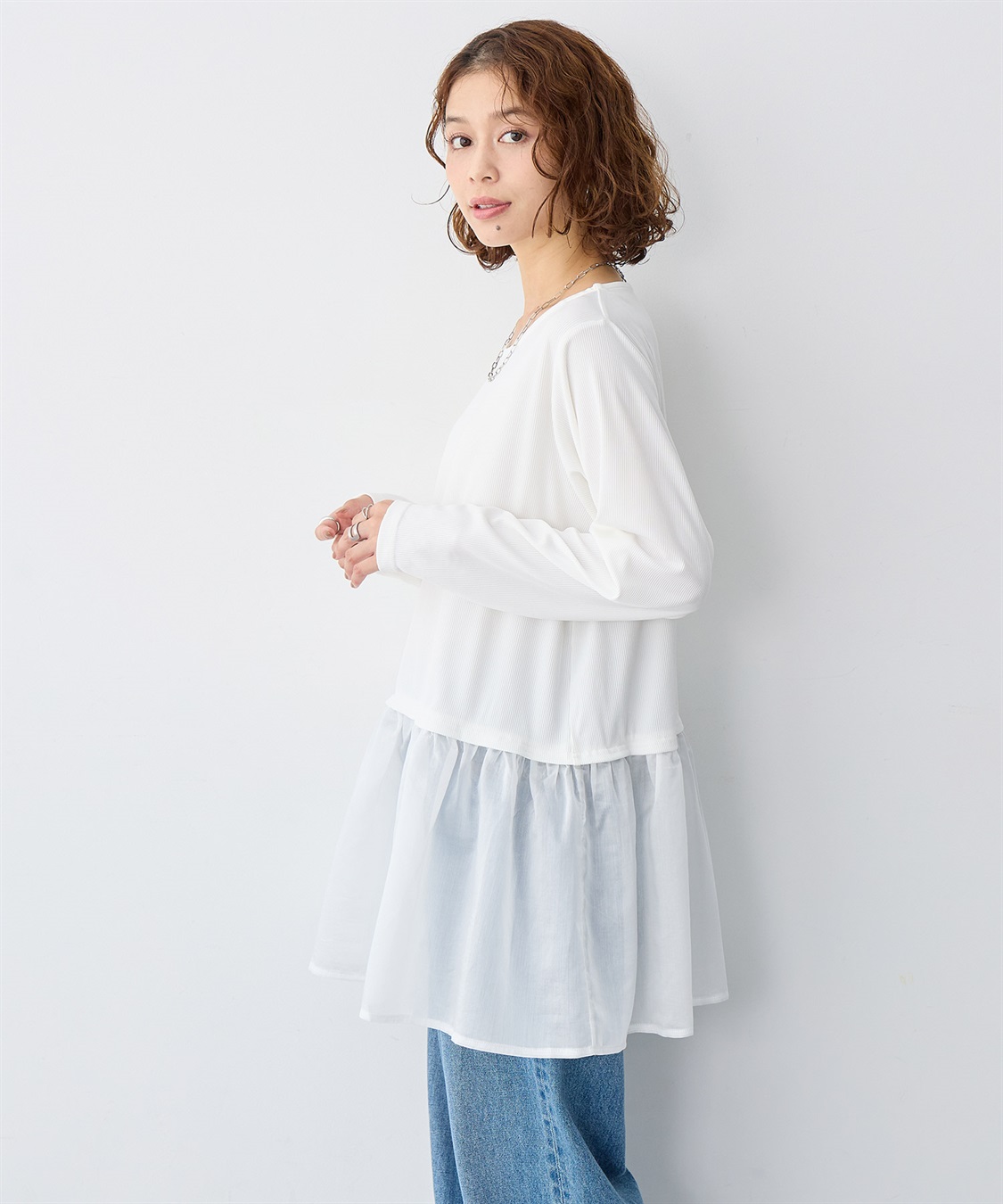 anyfee 【anyfee/大きいサイズ】シアードッキング長袖レイヤードTシャツ/チュニック《ニット別売り》_sub_9