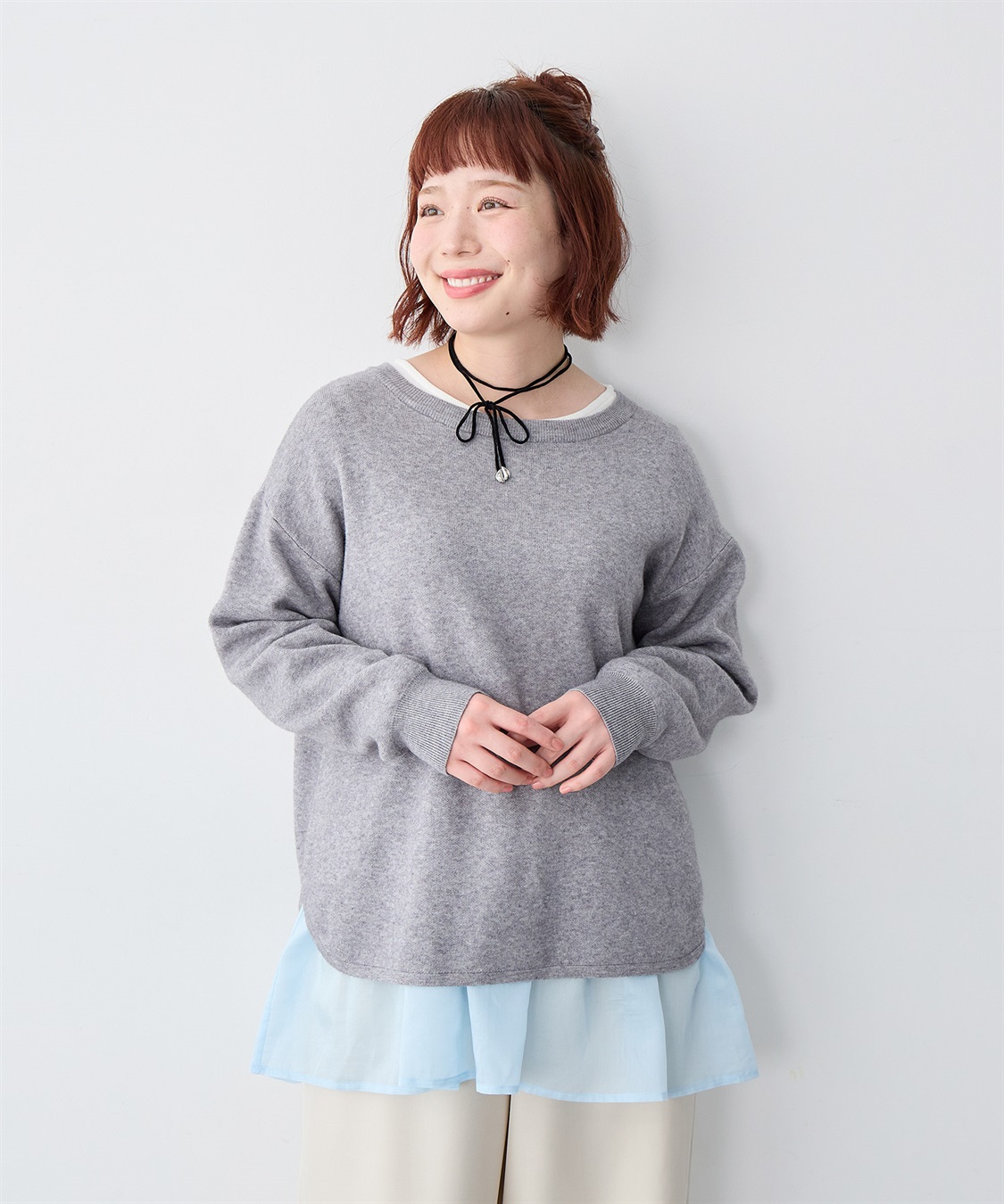 anyfee 【anyfee/大きいサイズ】シアードッキング長袖レイヤードTシャツ/チュニック《ニット別売り》_sub_11