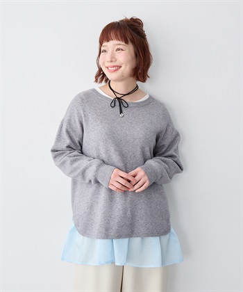 anyfee 【anyfee/大きいサイズ】シアードッキング長袖レイヤードTシャツ/チュニック《ニット別売り》_subthumb_11