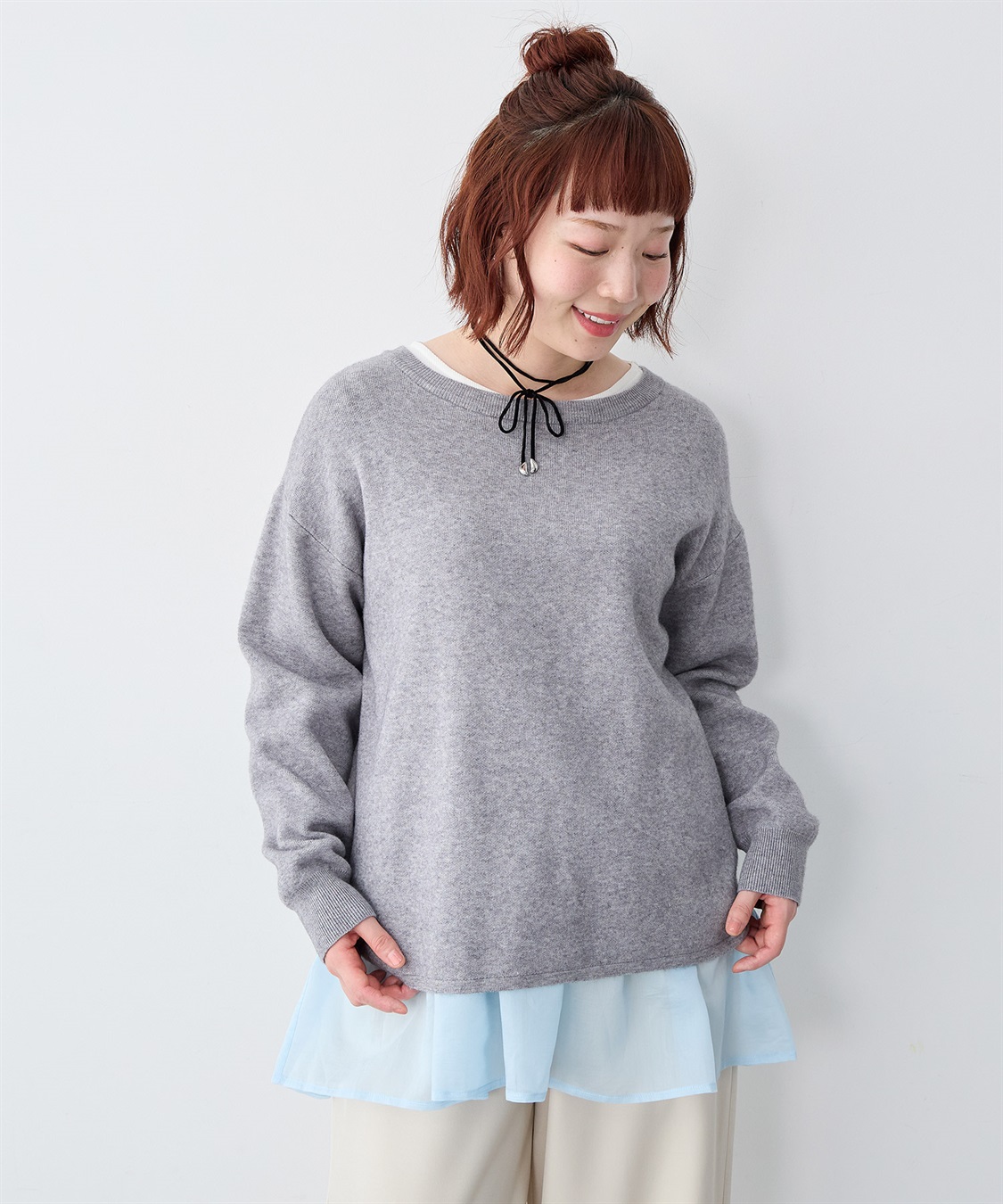 anyfee 【anyfee/大きいサイズ】シアードッキング長袖レイヤードTシャツ/チュニック《ニット別売り》_sub_12