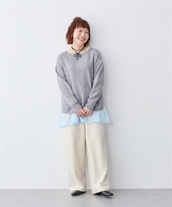 anyfee 【anyfee/大きいサイズ】シアードッキング長袖レイヤードTシャツ/チュニック《ニット別売り》_subthumb_16