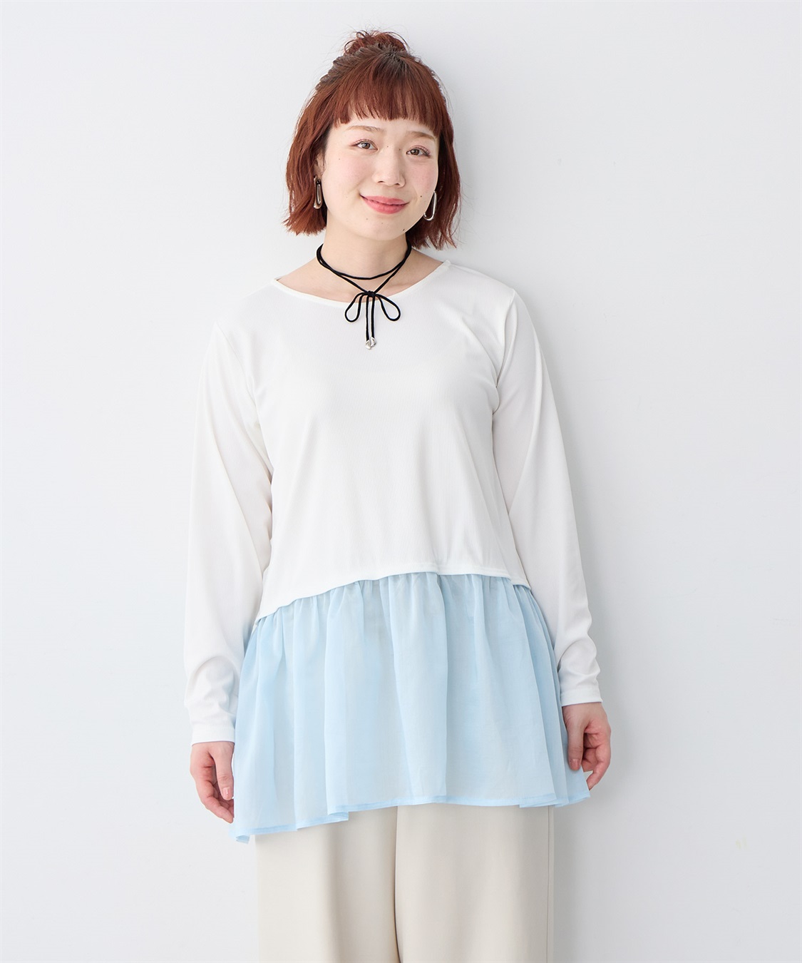 anyfee 【anyfee/大きいサイズ】シアードッキング長袖レイヤードTシャツ/チュニック《ニット別売り》_sub_18