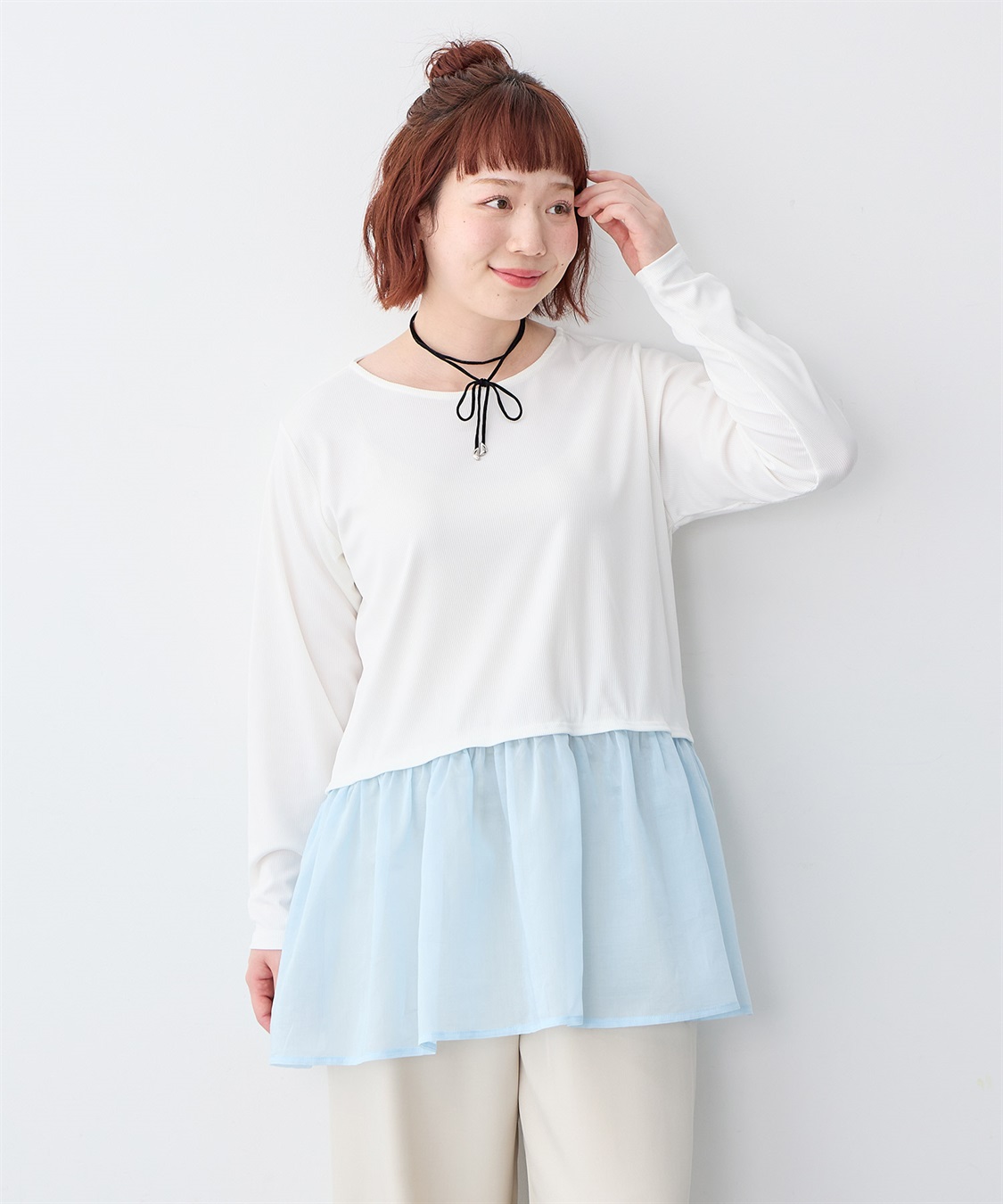 anyfee 【anyfee/大きいサイズ】シアードッキング長袖レイヤードTシャツ/チュニック《ニット別売り》_sub_19