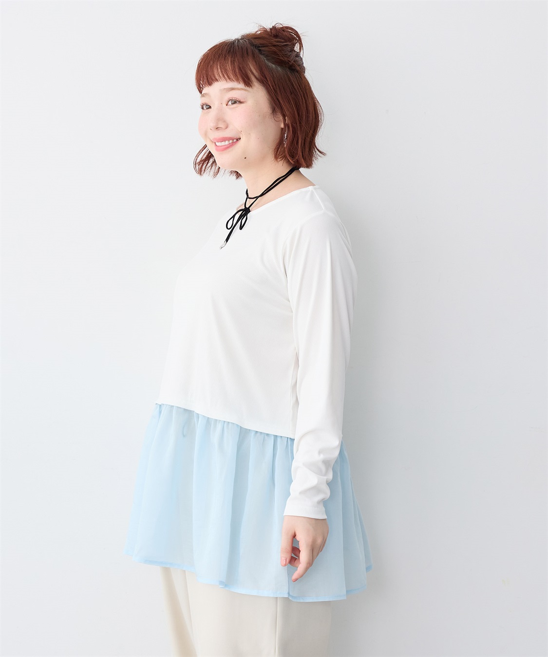 anyfee 【anyfee/大きいサイズ】シアードッキング長袖レイヤードTシャツ/チュニック《ニット別売り》_sub_20