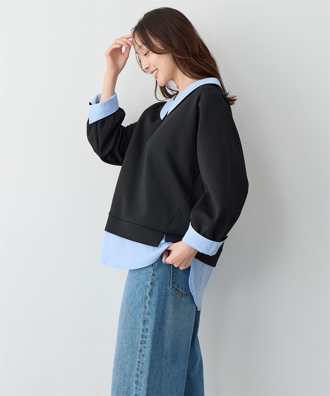 Life Style by cross marche 【anyfee/大きいサイズ】シャツレイヤード風スウェットトップス_sub_4