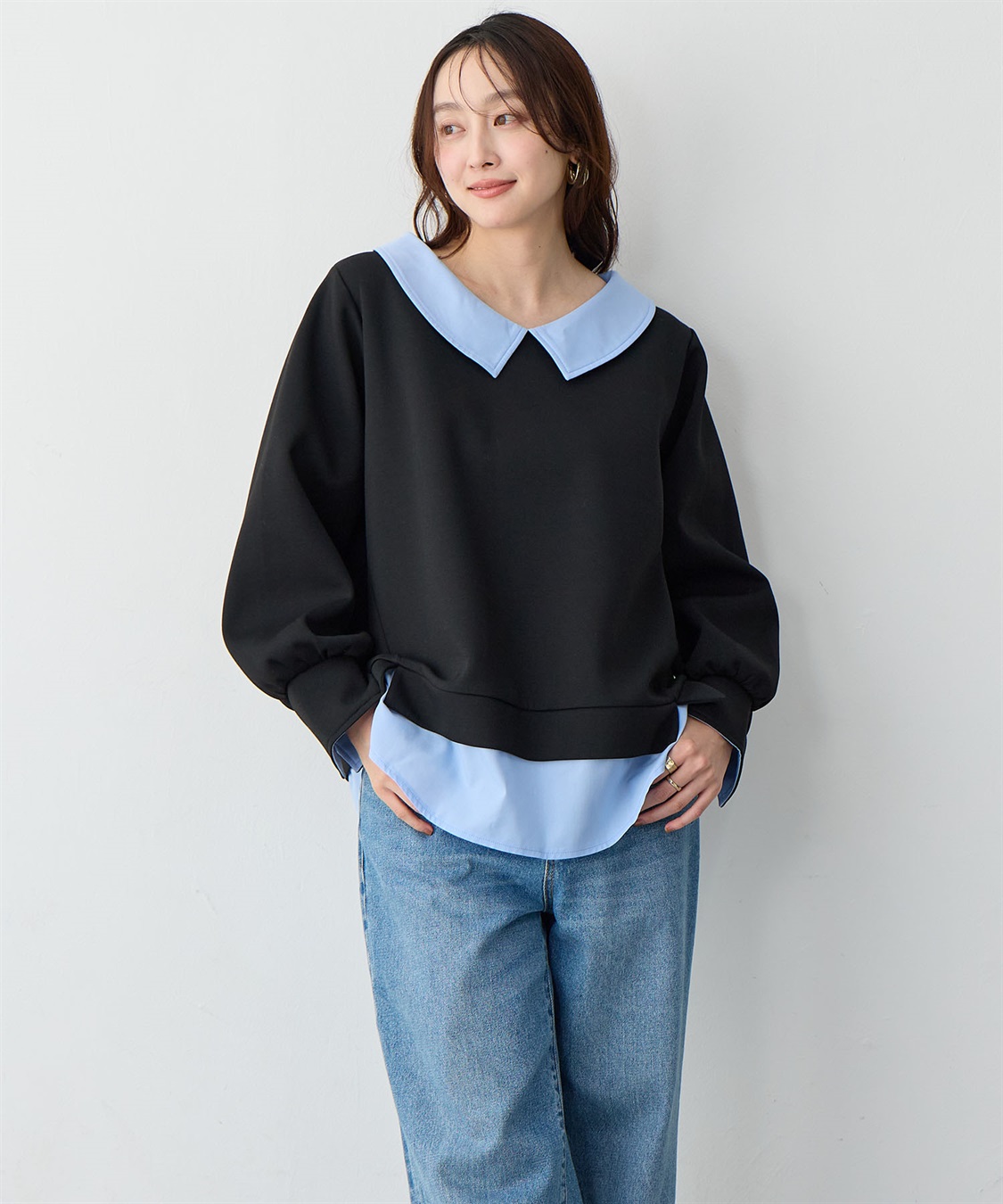 Life Style by cross marche 【anyfee/大きいサイズ】シャツレイヤード風スウェットトップス_sub_6