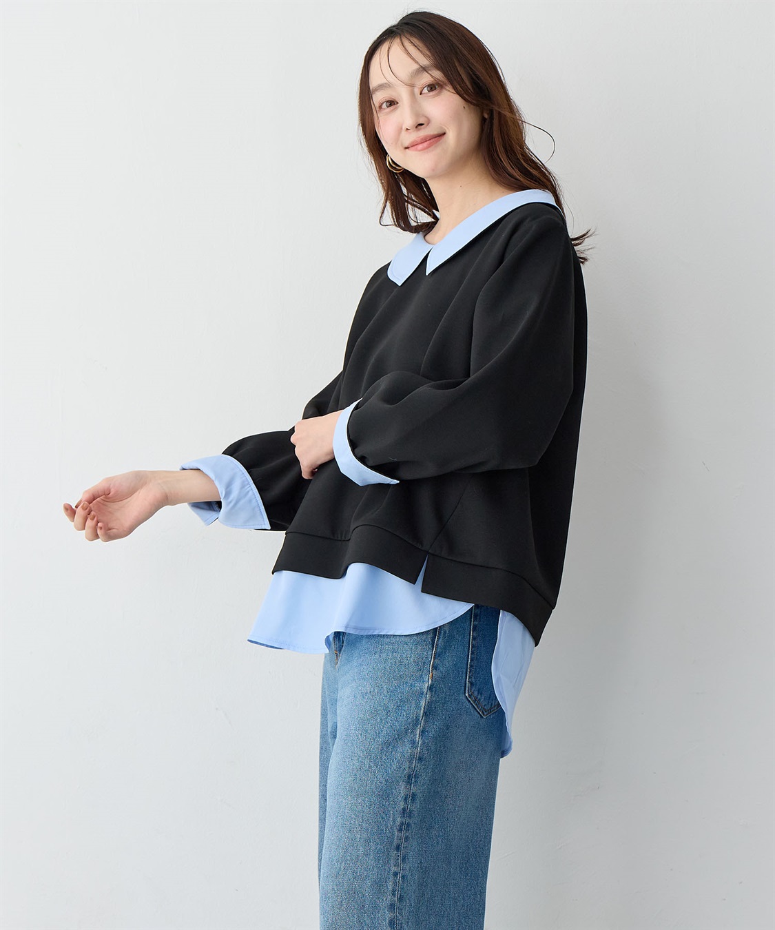 Life Style by cross marche 【anyfee/大きいサイズ】シャツレイヤード風スウェットトップス_sub_7