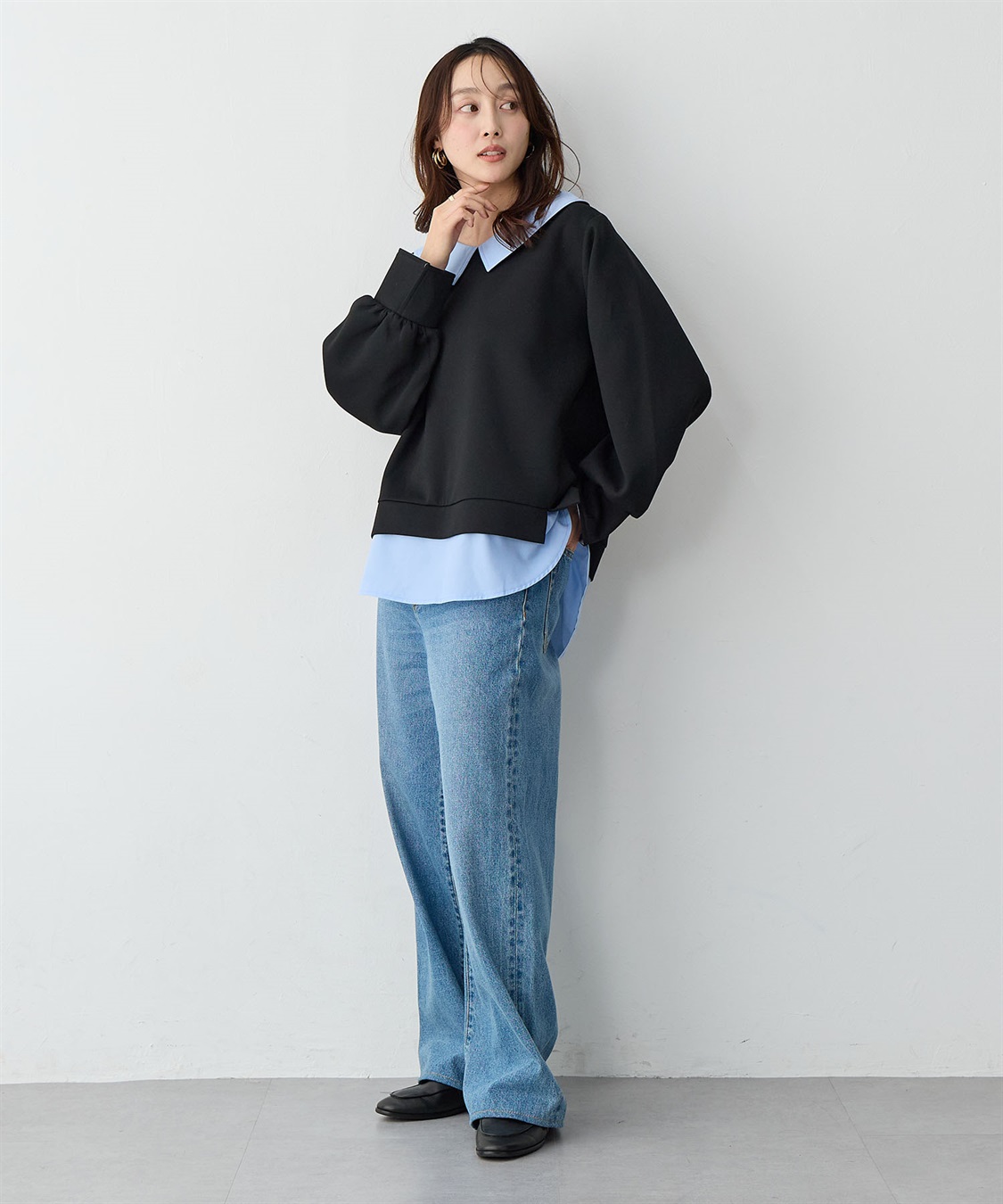 Life Style by cross marche 【anyfee/大きいサイズ】シャツレイヤード風スウェットトップス_sub_8