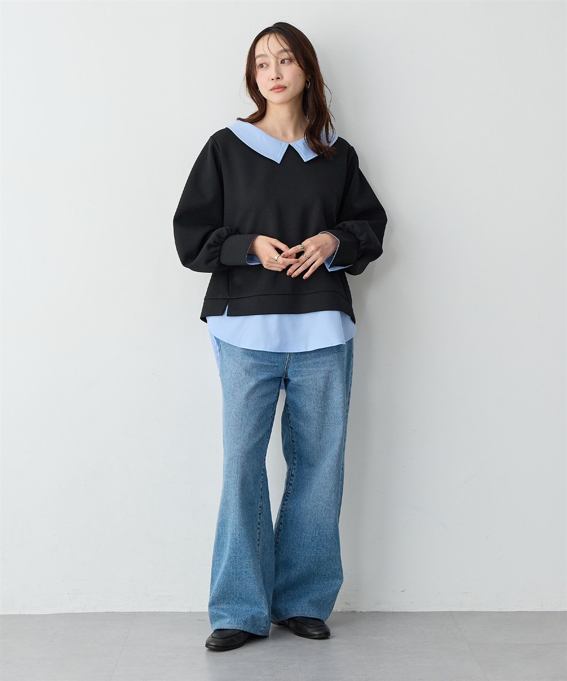 Life Style by cross marche 【anyfee/大きいサイズ】シャツレイヤード風スウェットトップス_sub_9