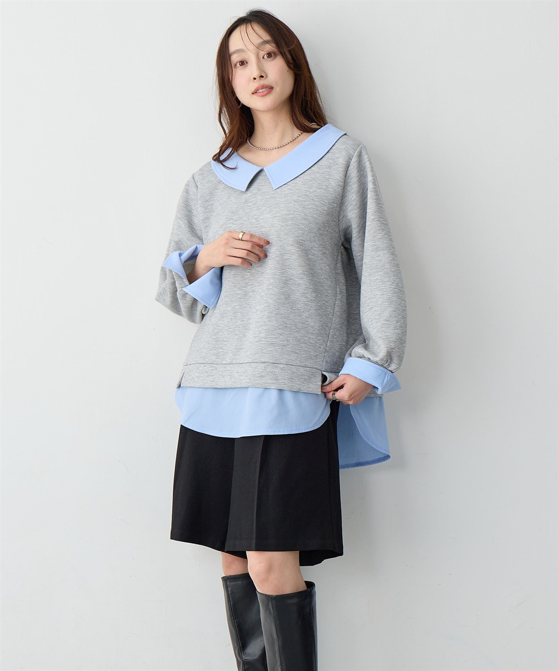 Life Style by cross marche 【anyfee/大きいサイズ】シャツレイヤード風スウェットトップス_sub_13