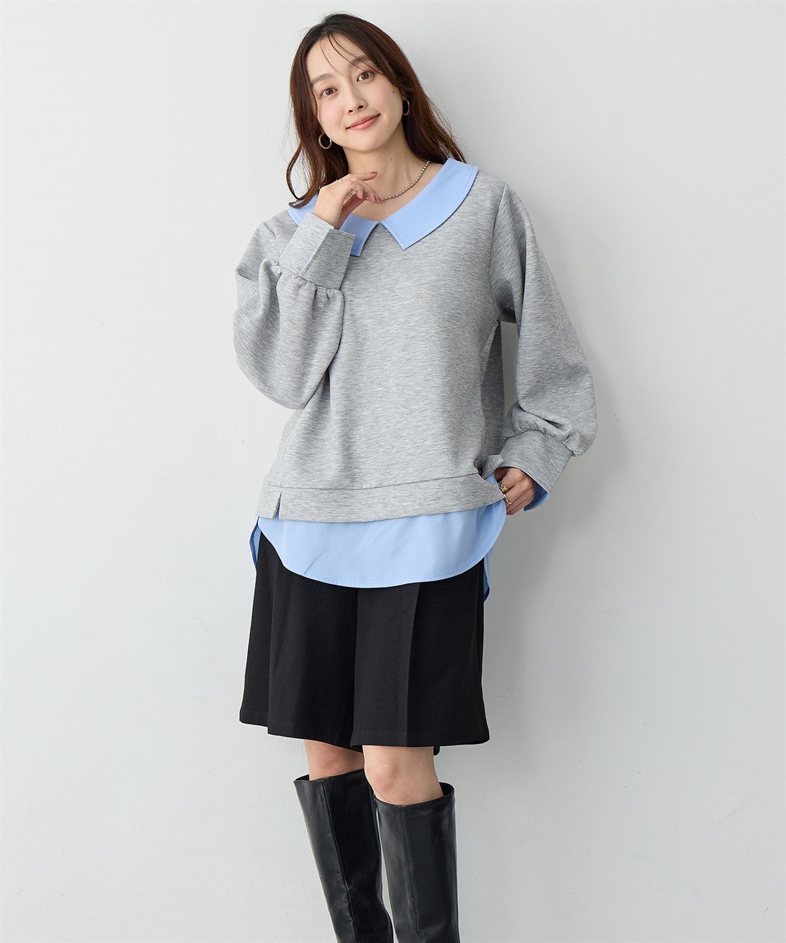Life Style by cross marche 【anyfee/大きいサイズ】シャツレイヤード風スウェットトップス_sub_14