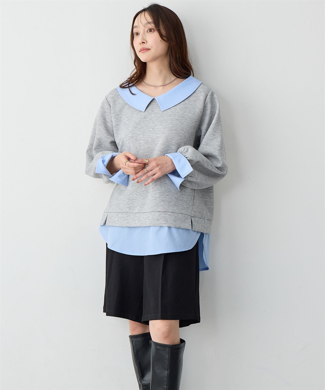 Life Style by cross marche 【anyfee/大きいサイズ】シャツレイヤード風スウェットトップス_sub_15