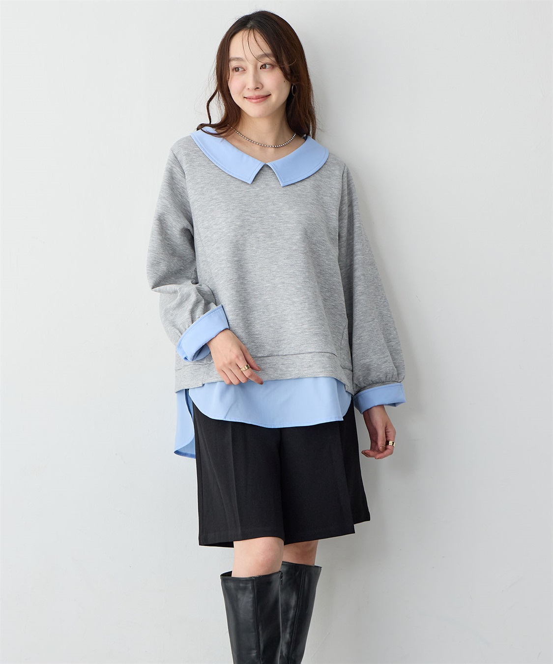 Life Style by cross marche 【anyfee/大きいサイズ】シャツレイヤード風スウェットトップス_sub_16