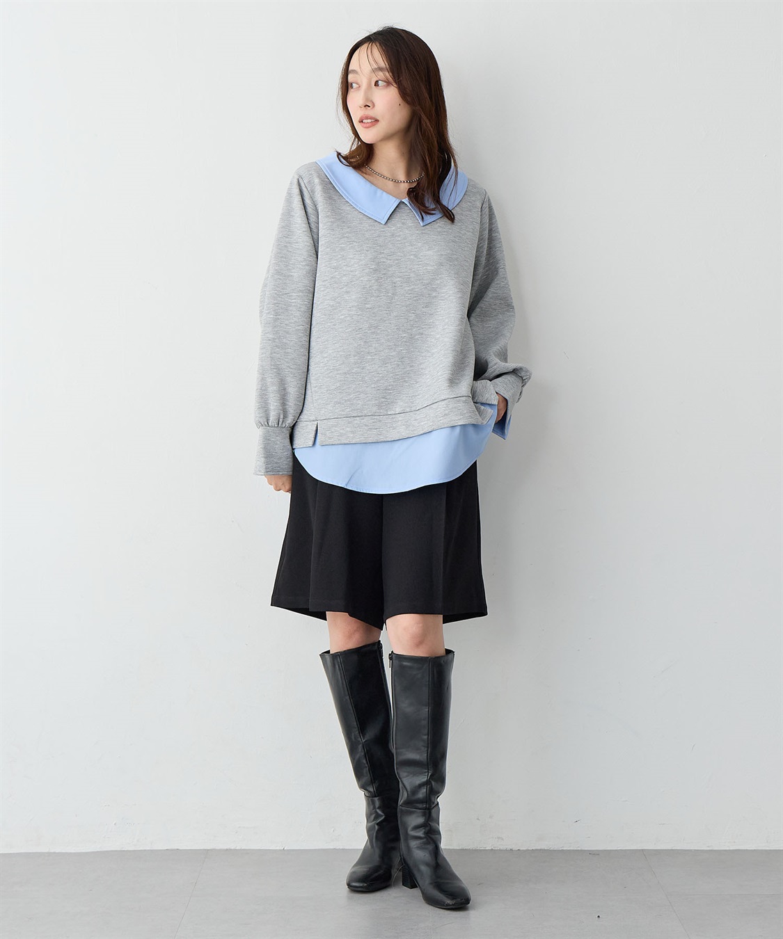 Life Style by cross marche 【anyfee/大きいサイズ】シャツレイヤード風スウェットトップス_sub_21