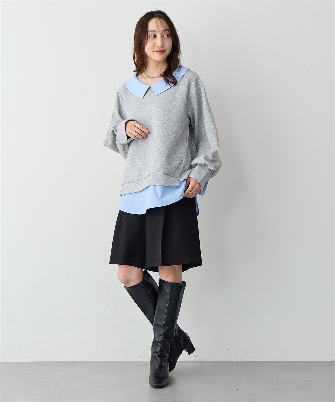 Life Style by cross marche 【anyfee/大きいサイズ】シャツレイヤード風スウェットトップス_sub_23