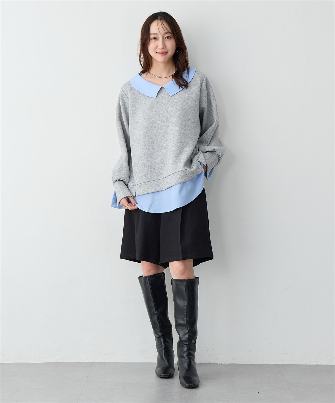 Life Style by cross marche 【anyfee/大きいサイズ】シャツレイヤード風スウェットトップス_sub_24