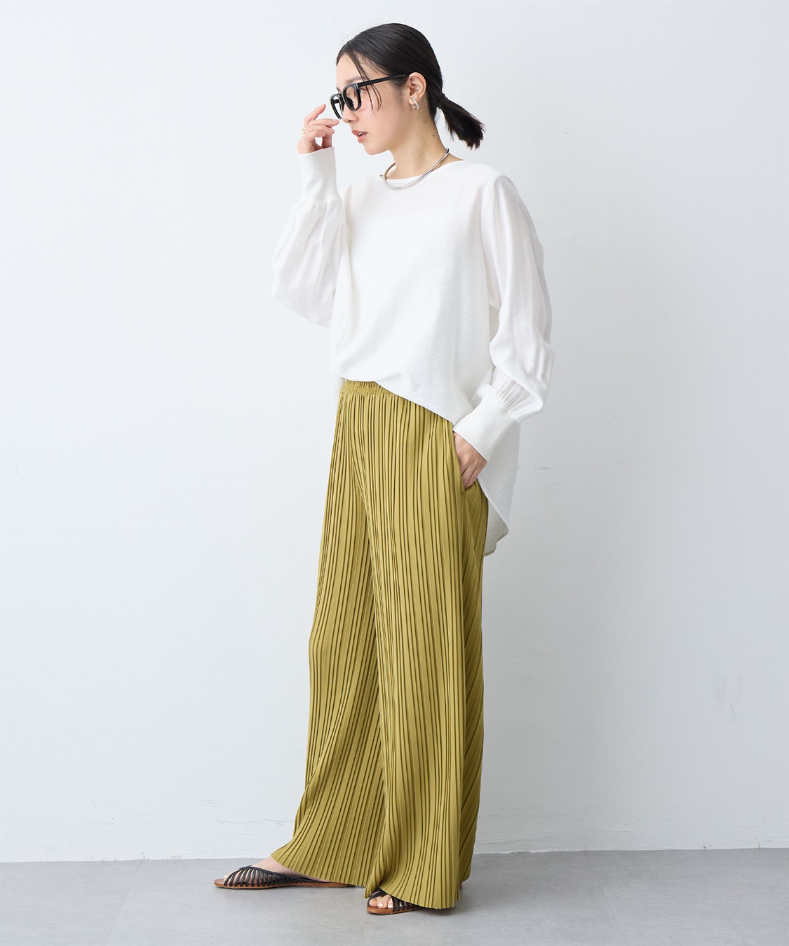 anyfee 【anyfee/大きいサイズ】セルフカットプリーツパンツ(2026SS)_sub_7