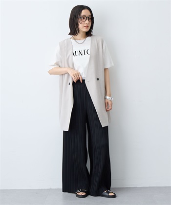 anyfee 【anyfee/大きいサイズ】セルフカットプリーツパンツ(2026SS)_subthumb_14