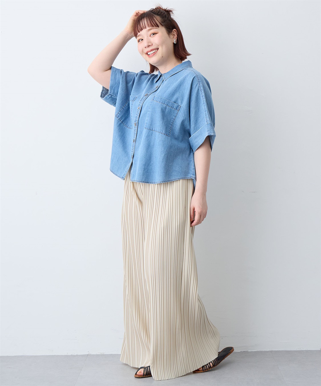 anyfee 【anyfee/大きいサイズ】セルフカットプリーツパンツ(2026SS)_sub_16