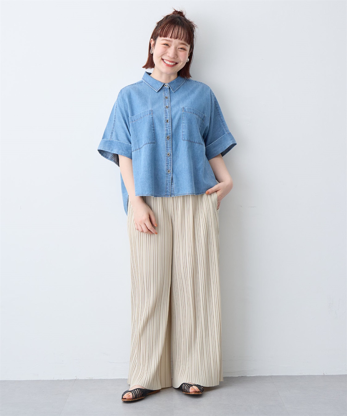 anyfee 【anyfee/大きいサイズ】セルフカットプリーツパンツ(2026SS)_sub_18