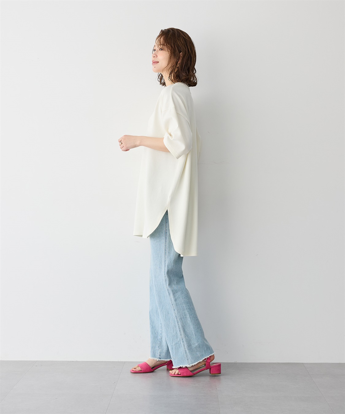 anyfee 【anyfee/プラスサイズ】裾ラウンド半袖Tシャツ《 吸水速乾・UVカット・接触冷感》_sub_4