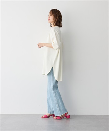 anyfee 【anyfee/プラスサイズ】裾ラウンド半袖Tシャツ《 吸水速乾・UVカット・接触冷感》_subthumb_4