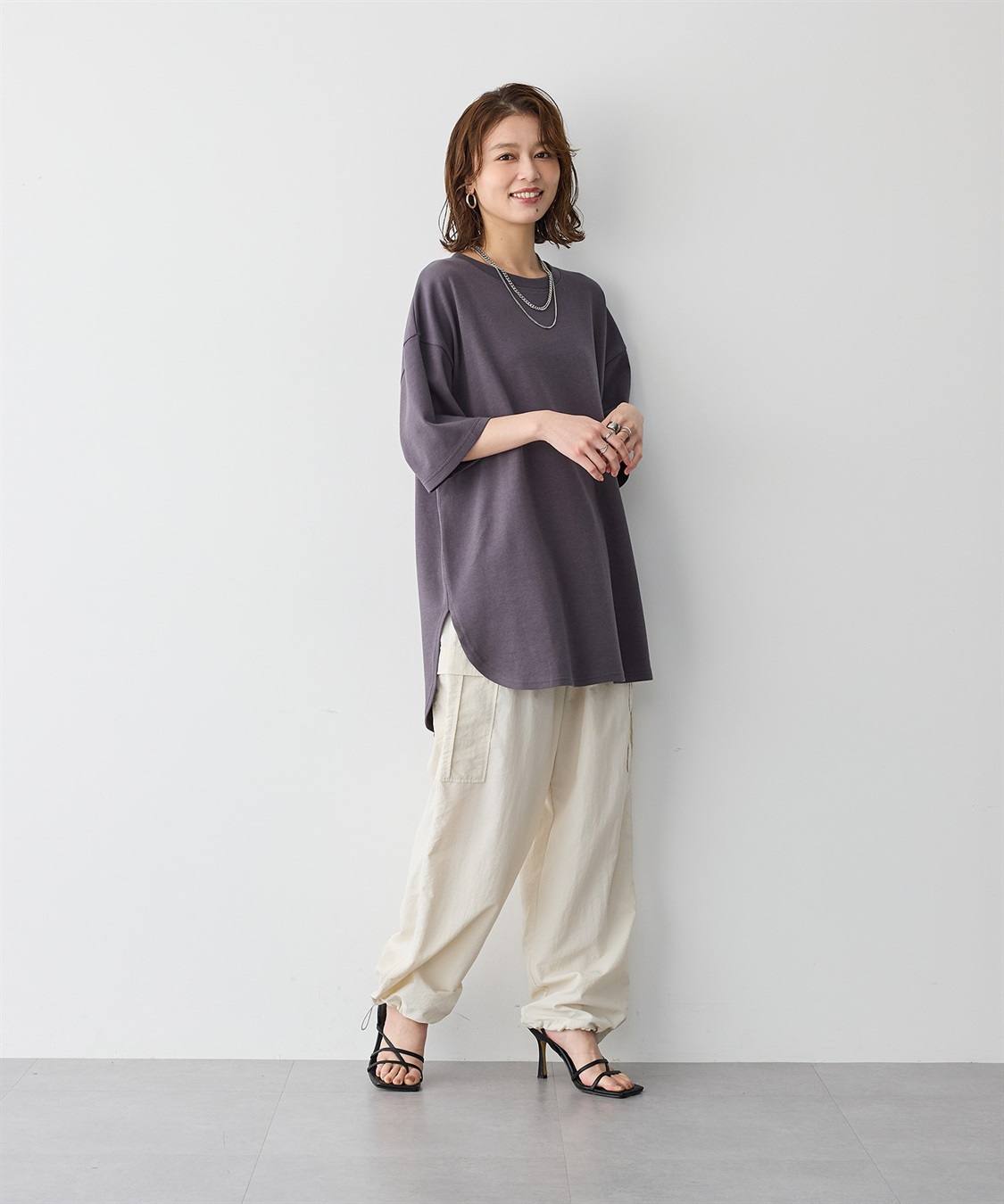 anyfee 【anyfee/プラスサイズ】裾ラウンド半袖Tシャツ《 吸水速乾・UVカット・接触冷感》_sub_12