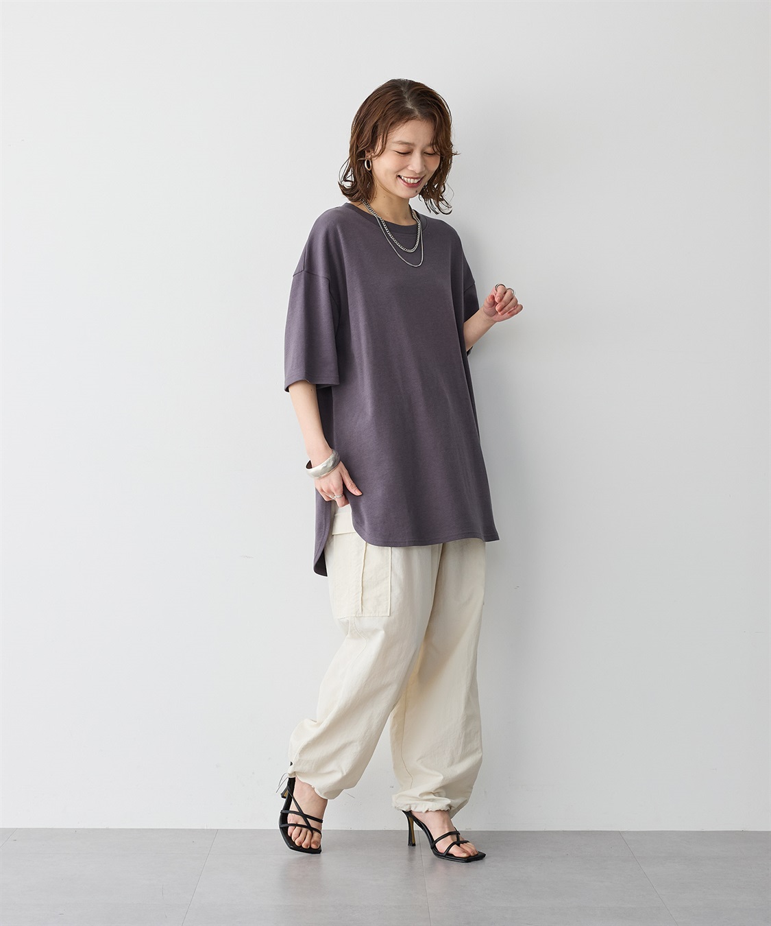 anyfee 【anyfee/プラスサイズ】裾ラウンド半袖Tシャツ《 吸水速乾・UVカット・接触冷感》_sub_13