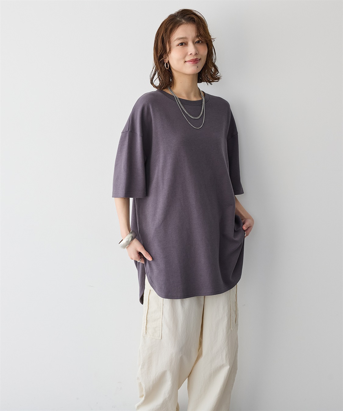 anyfee 【anyfee/プラスサイズ】裾ラウンド半袖Tシャツ《 吸水速乾・UVカット・接触冷感》_sub_16