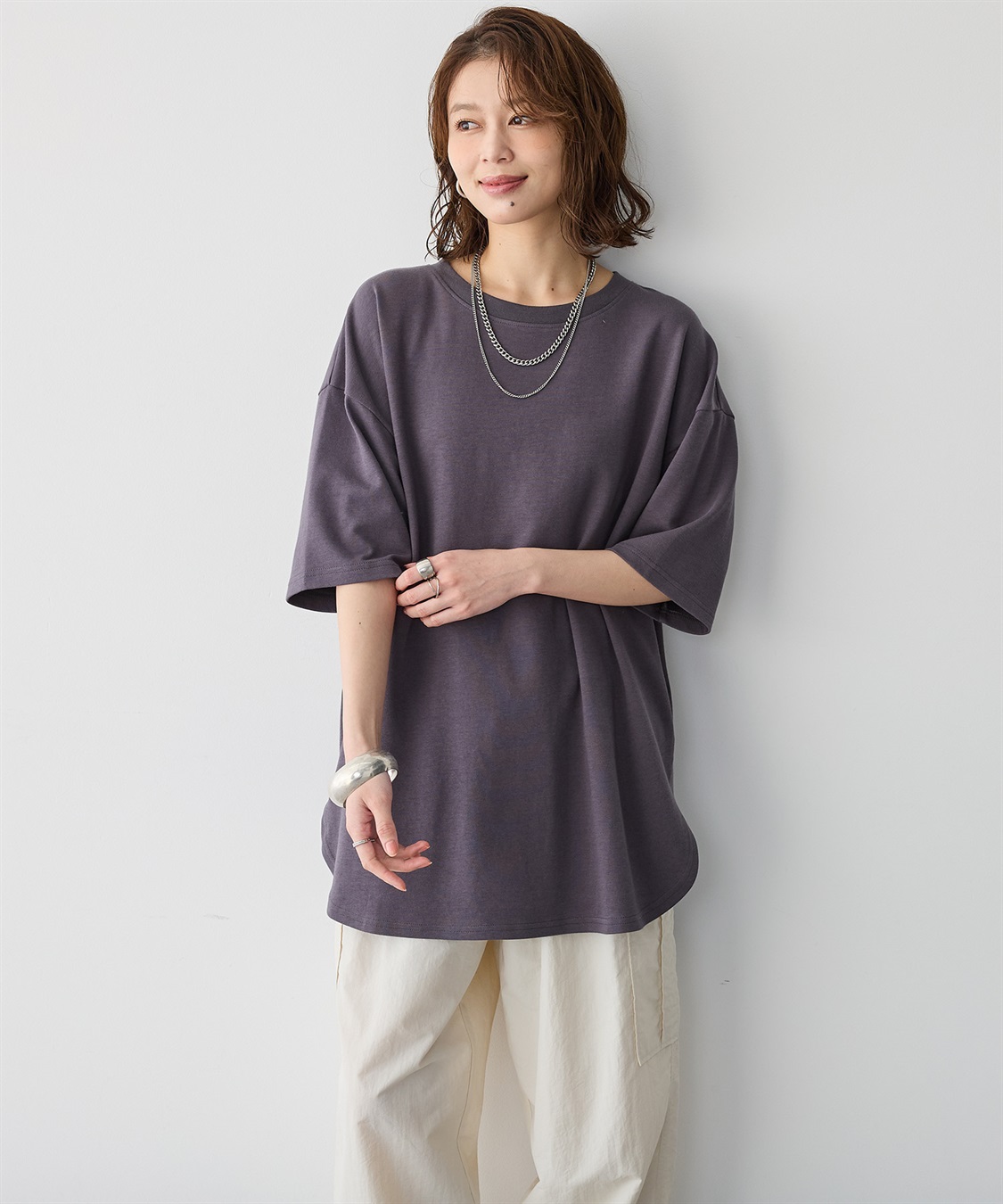 anyfee 【anyfee/プラスサイズ】裾ラウンド半袖Tシャツ《 吸水速乾・UVカット・接触冷感》_sub_17