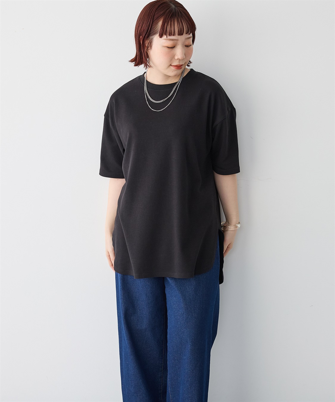 anyfee 【anyfee/プラスサイズ】裾ラウンド半袖Tシャツ《 吸水速乾・UVカット・接触冷感》_sub_28