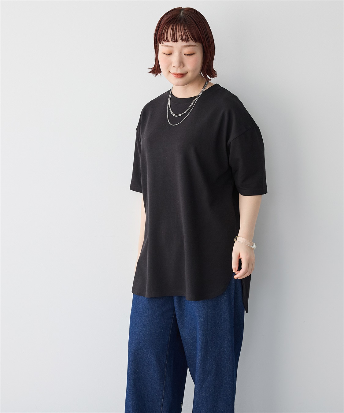 anyfee 【anyfee/プラスサイズ】裾ラウンド半袖Tシャツ《 吸水速乾・UVカット・接触冷感》_sub_29