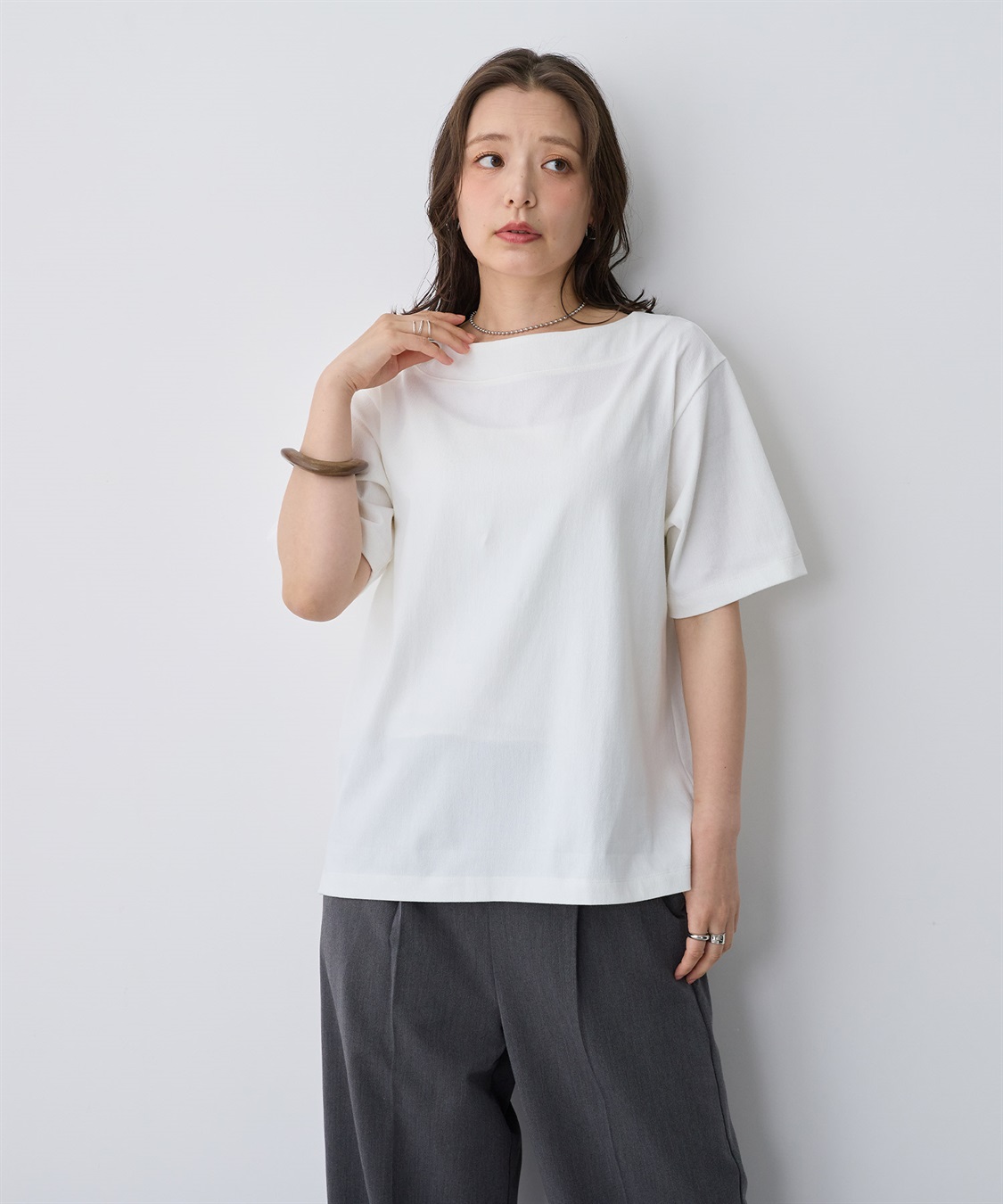 anyfee 【anyfee/プラスサイズ】接触冷感・ボートネックTシャツ_sub_3