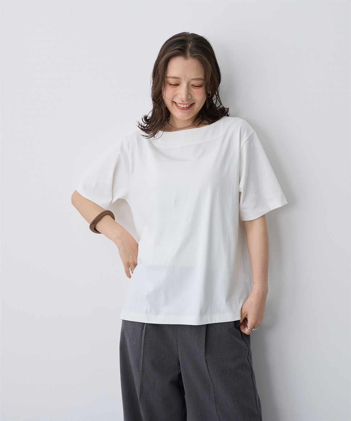 anyfee 【anyfee/プラスサイズ】接触冷感・ボートネックTシャツ_sub_4